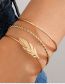 Fashion Gold Alloy Diamond Feather Hemp Pattern Open Bracelet Set