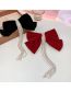 Fashion Spring Clip - Red Fabric Diamond Tassel Bow Hair Clip