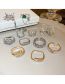 Fashion 8# Silver Oval Metal Diamond Geometric Open Ring