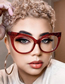 Fashion Sparkling Red Double Grey Pc Cat Eye Large Frame Flat Mirror