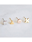 Fashion Round-steel Color Stainless Steel Square Round Stud Earrings