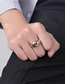 Fashion Steel Color Us7+54mm Titanium Steel Gold Plated Curved Glossy Ring