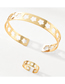 Fashion Gold Alloy Openwork Flower Bracelet Ring Set