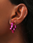 Fashion Rose Red Laser Metallic Star Earrings