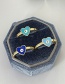 Fashion Navy Blue Copper Drip Oil Love Eye Ring