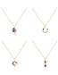 Fashion Gold-4 Bronze Zircon Geometric Pendant Necklace