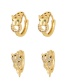 Fashion Gold-3 Bronze Zircon Panther Head Earrings
