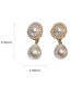 Fashion 12# Alloy Diamond And Pearl Geometric Square Stud Earrings