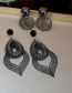 Fashion Black Alloy Geometric Carved Drop Earrings