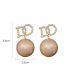 Fashion Champagne Gold Geometric Zirconium Alphabet Pearl Stud Earrings