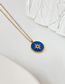 Fashion Blue Titanium Steel Drip Oil Eight-pointed Star Round Necklace