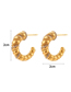 Fashion Gold Titanium Steel With Zirconium Thread C-shaped Earrings