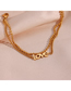 Fashion Gold Titanium Steel Gold Plated Ball Chain Letter Double Bracelet