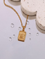 Fashion Gold Titanium Steel Inlaid Zirconium Angel Square Necklace