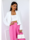 Fashion Pink Polyester One-button Lapel Cropped Blazer