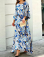 Fashion #4 Blue Circle Polyester Print Top Skirt Set