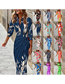 Fashion 13# Polyester Print Knot Lapel Dress