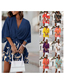 Fashion 8# Polyester Print Panel V-neck Doll Sleeve Dress