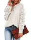 Fashion Sky Blue Solid Color Cutout Pattern Crew Neck Sweater