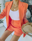 Fashion Orange Polyester Single Button Lapel Blazer