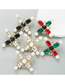 Fashion Black And White Alloy Diamond And Pearl Cross Stud Earrings