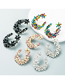 Fashion Color Alloy Diamond Geometric Flower U-shaped Stud Earrings