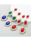 Fashion Red Alloy Set Oval Diamond Earrings