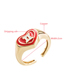 Fashion Dark Red Copper Gold Plated Oil Drip Geometric Heart Ring
