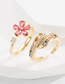 Fashion Flower Brass Gold Plated Zirconium Floral Ring