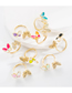 Fashion Blue Brass Gold Plated Zirconium Colorblock Oil Butterfly Open Ring