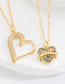 Fashion Big Copper Gold Plated Zirconium Heart Necklace