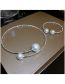 Fashion Collar - Silver Metallic Geometric Crushed Silver Beaded Pearl Collar