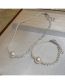 Fashion Bracelet - Silver Broken Silver Panel Pearl Beaded Bracelet