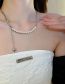 Fashion Silver-necklace Alloy Geometric Small Square Stitching Pearl Heart Necklace