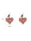 Fashion Pink Single Heart Metal Zirconium Heart Stud Earrings