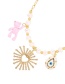 Fashion Gold Bronze Zircon Pearl Drop Oil Smiley Bear Necklace