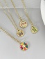 Fashion Gold-9 Copper Drop Oil Flower Pendant Necklace