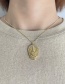 Fashion Gold-2 Bronze Zircon Portrait Pendant Necklace