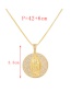 Fashion Gold-2 Bronze Zircon Portrait Pendant Necklace