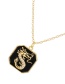 Fashion Black Bronze Zircon Drip Oil Round Dragon Pendant Necklace