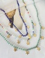 Fashion Navy Blue Crystal Beaded Pentagram Necklace