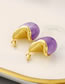 Fashion Purple Resin Geometric Stud Earrings