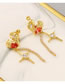 Fashion Silver Brass Diamond Claw Chain Star Love Earrings