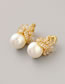 Fashion Colored Pearls Copper Diamond Geometric Pearl Stud Earrings