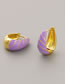 Fashion Purple Pure Copper Geometric Oil Drip Round Earrings