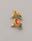 Fashion White Copper Drop Oil Flower Stud Earrings