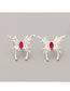 Fashion Silver Copper Diamond Butterfly Stud Earrings