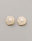 Fashion White Bronze Pearl Geometric Stud Earrings