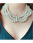 Fashion Olive Green Pearl Beaded Diamond Layered Necklace And Earrings Set