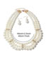 Fashion White Pearl Beaded Diamond Layered Necklace And Earrings Set